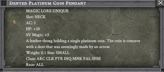 DENTED PLATINUM COIN PENDANT item card